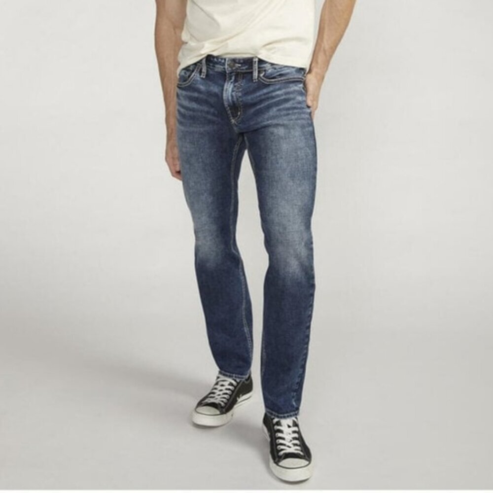 Silver Jeans Konrad Slim Leg Stretch Dark Wash Jeans Mens Size 32x32 Western - Picture 12 of 12